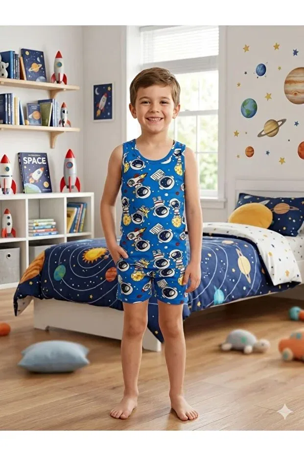 Детский комплект нижнего белья для мальчиков с принтом Astronaut Pattern Tusem Butik Homewear, Blue
