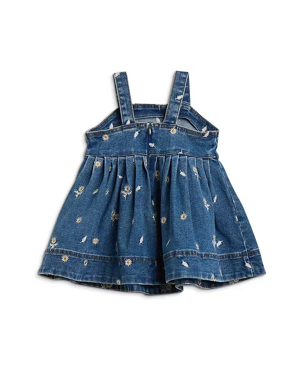 Детское платье для девочек с вышивкой Catalina Daisy Denim Bardot, Denim Blue — фото 2