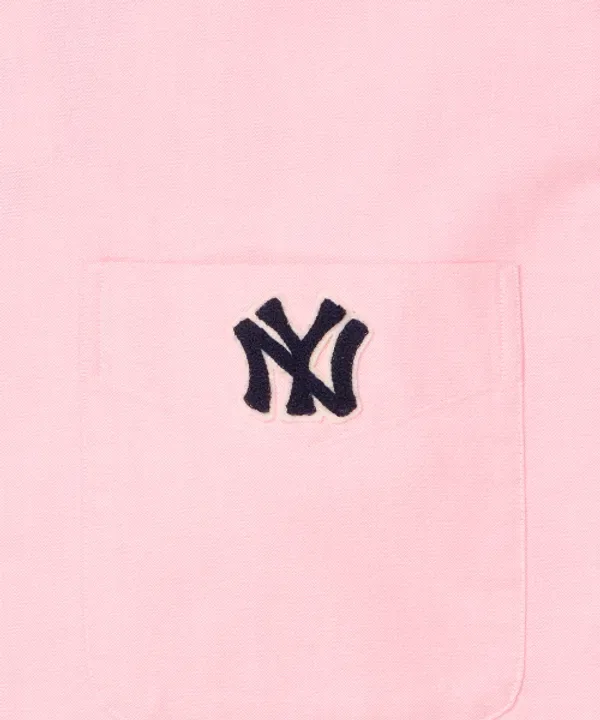 Рубашка оверсайз Polo Ralph Lauren New York Yankees, розовый — фото 4