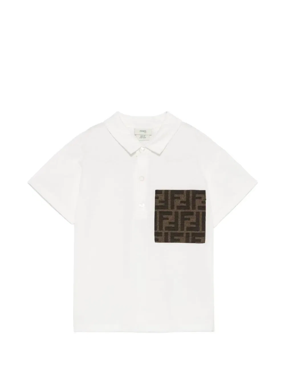 Рубашка-поло с карманом и жаккардовым узором FF Fendi Kids, белый