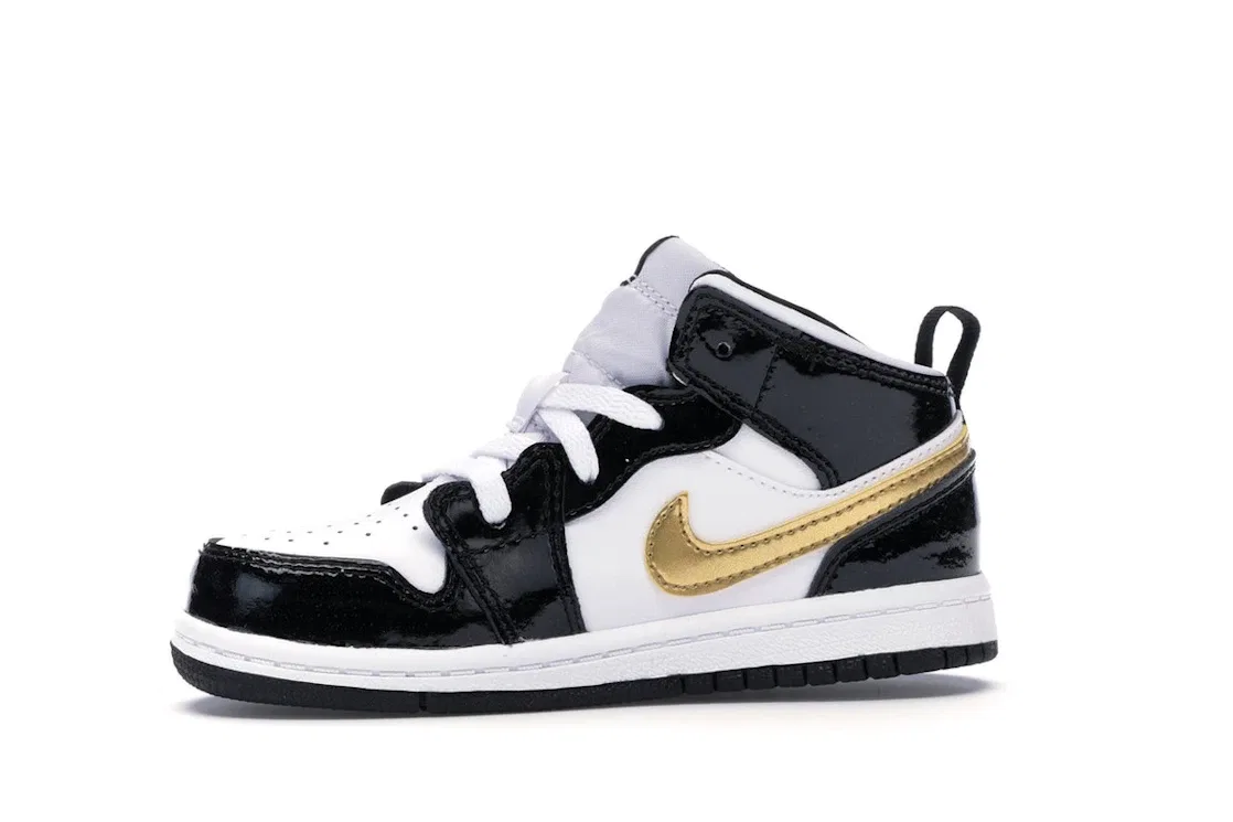 Детские кроссовки Lifestyle с высоким берцем Jordan 1 Mid Jordan, Black/White-Metallic Gold — фото 3