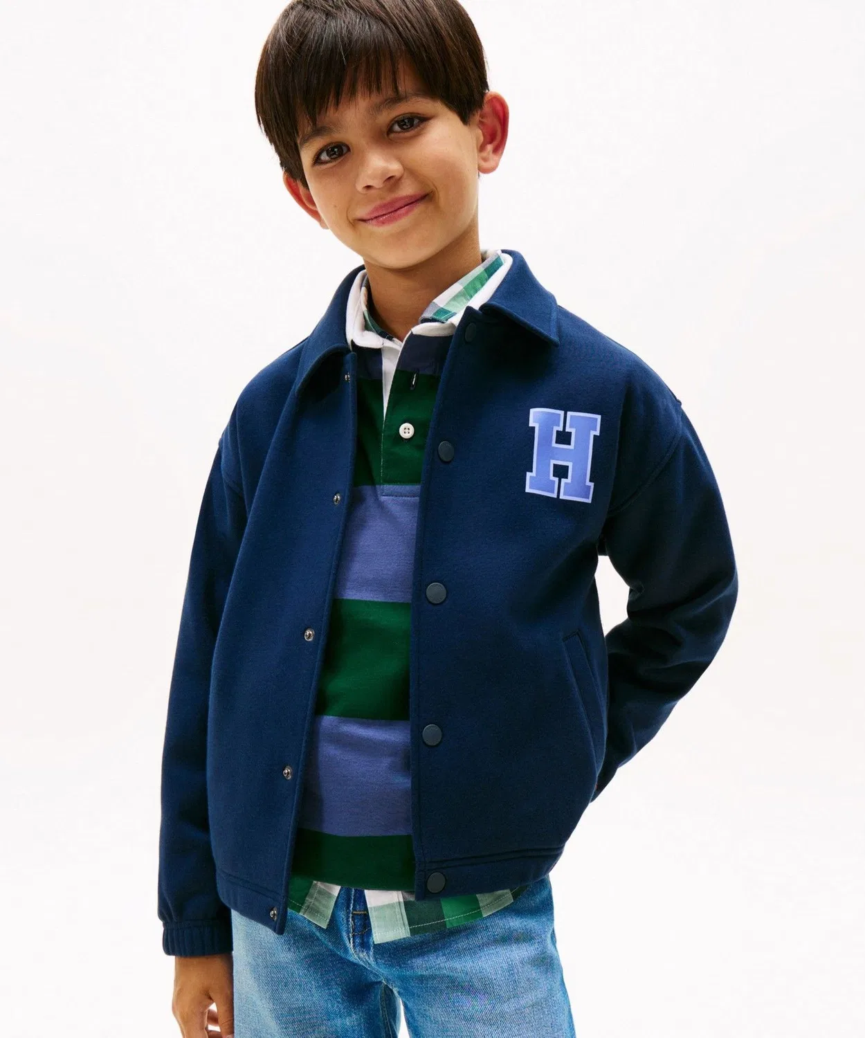Детский бомбер с принтом Varsity Multi Badge TOMMY HILFIGER, Navy
