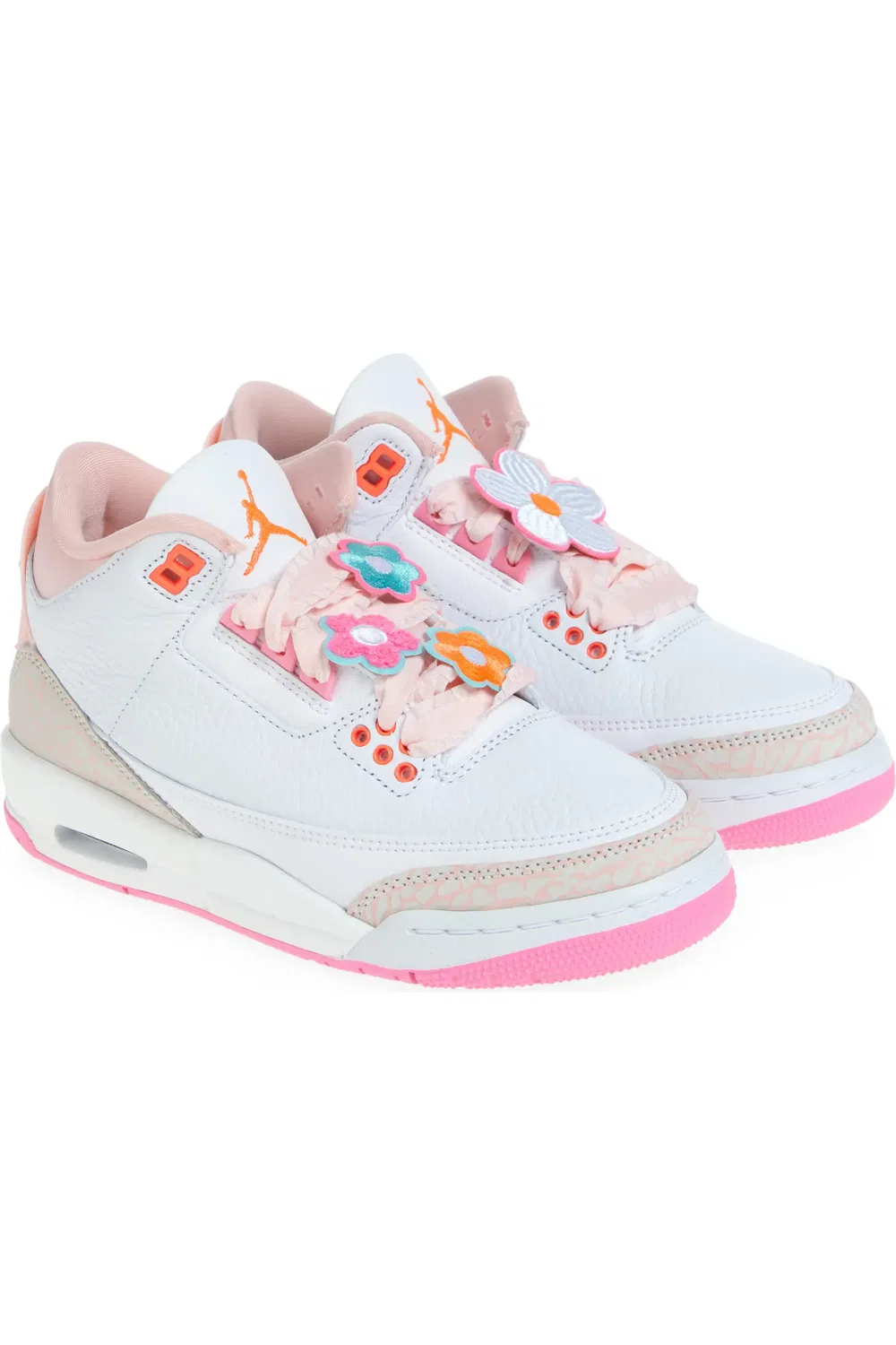 Детские баскетбольные кроссовки ретро Air Jordan 3 Jordan, Pearl Pink/Hyper Orange