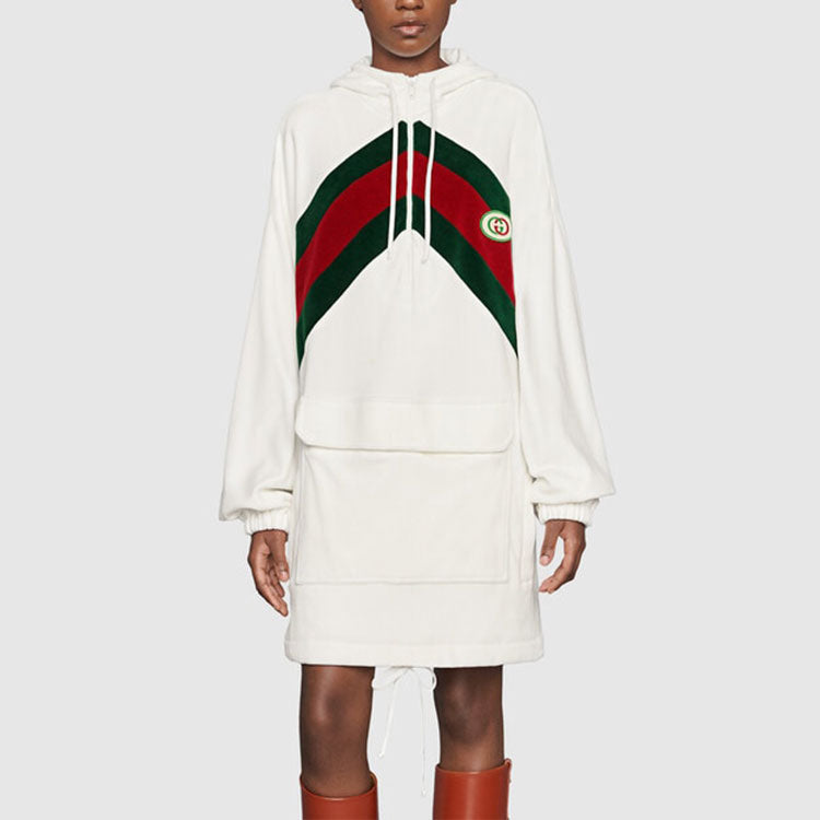 Платье (WMNS) Gucci Cotton dress with chenille Web 'White' — фото 3
