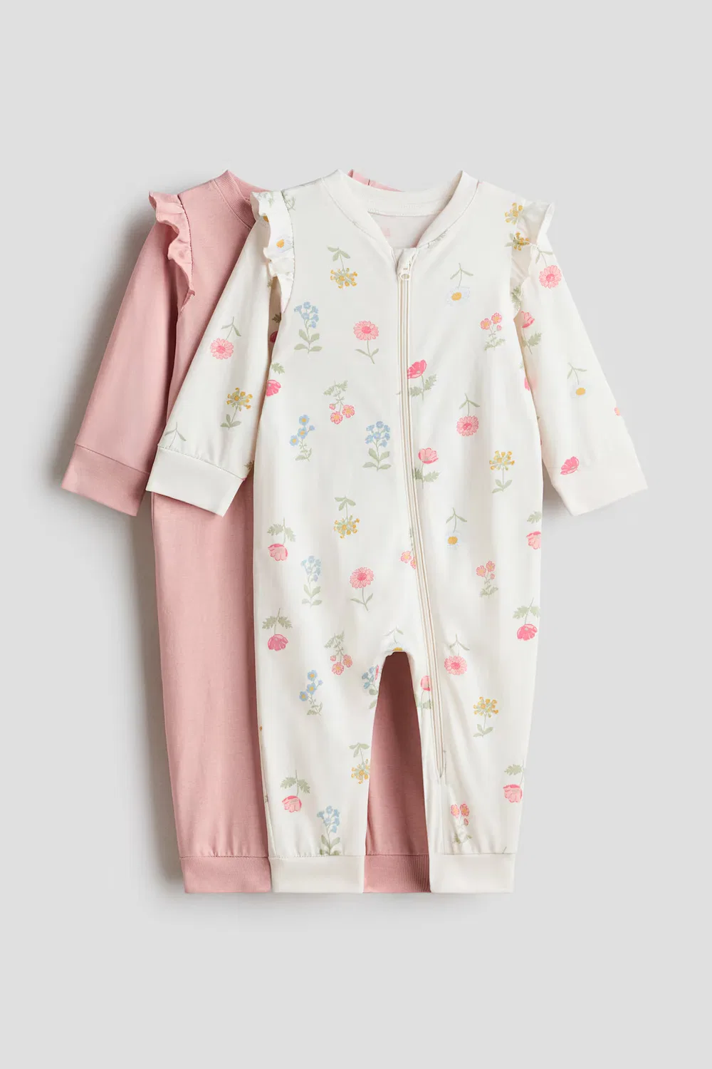 Комплект из 2 хлопковых пижам H&M, Rosa/Geblümt