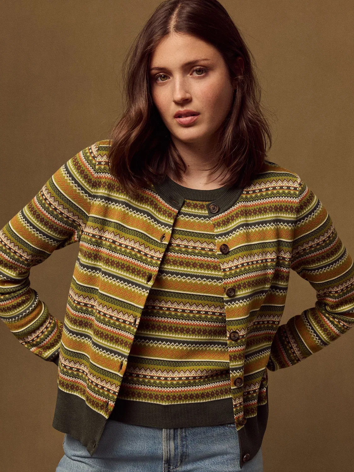 Next Зеленый - Открытый кардиган из мягкого хлопка Fairisle Soft Touch — фото 2