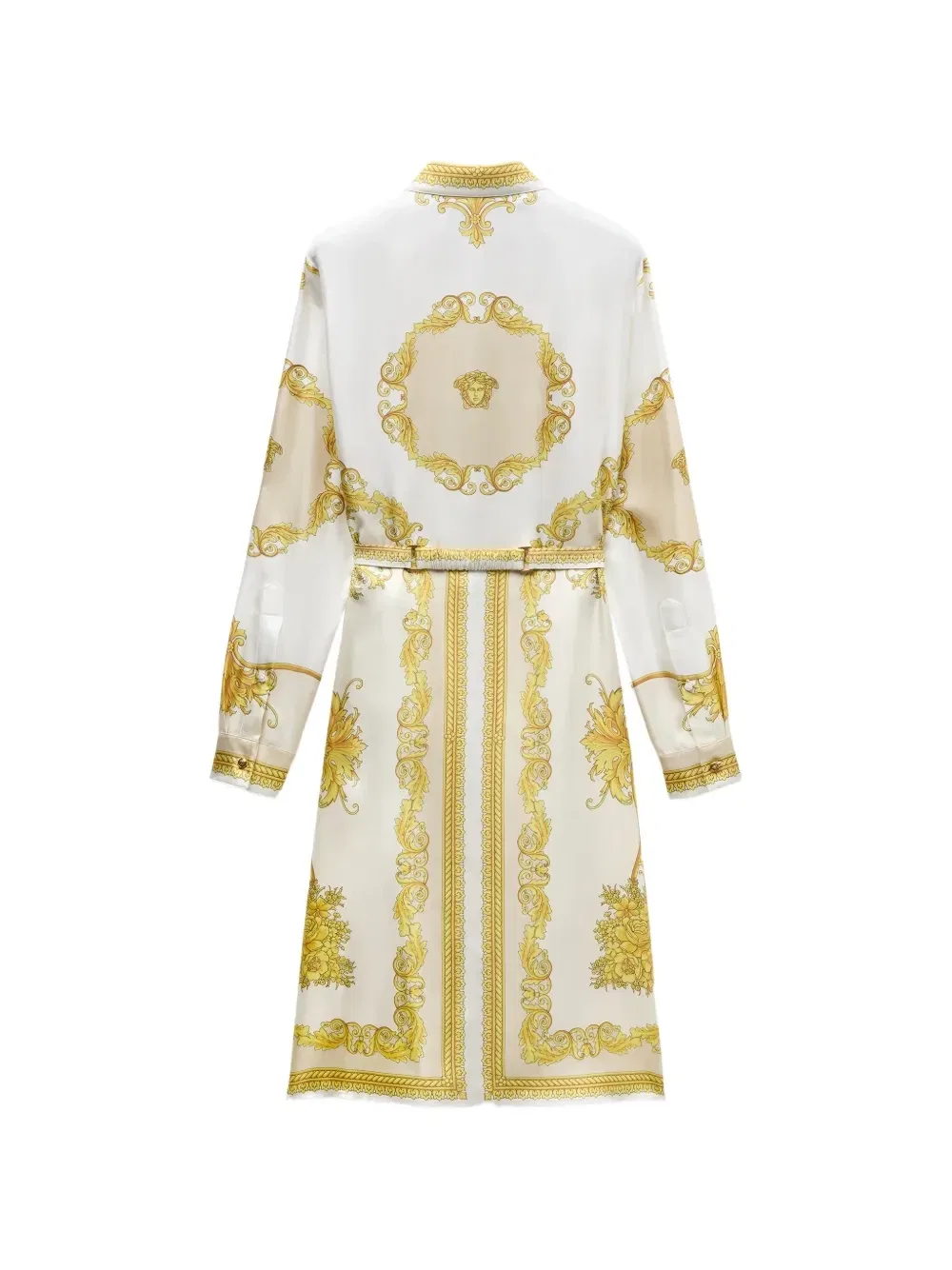 Миди-платье из шелкового твила с принтом VERSACE, белый — фото 2