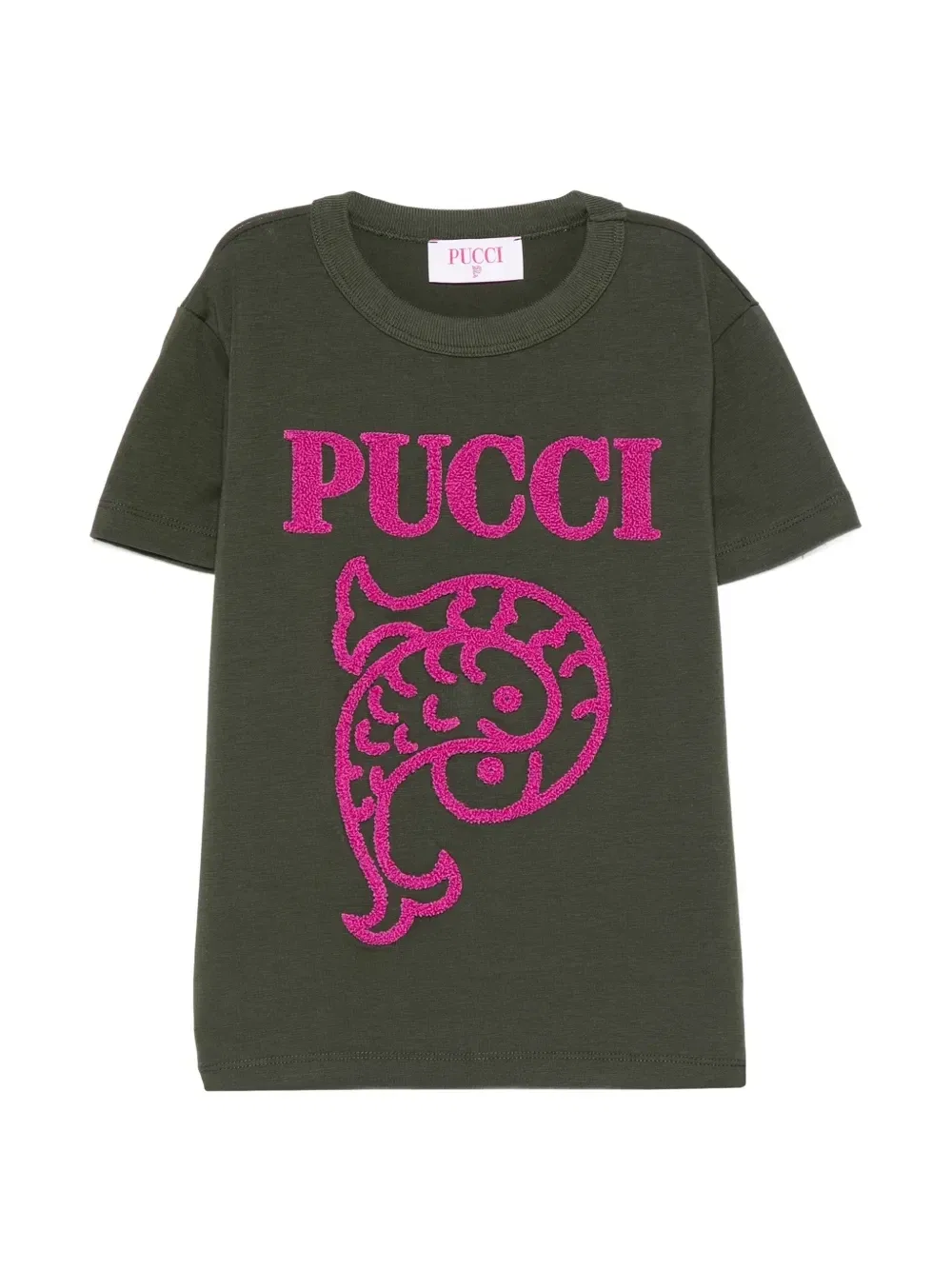 Футболка с вышитым логотипом Pucci Junior, зеленый