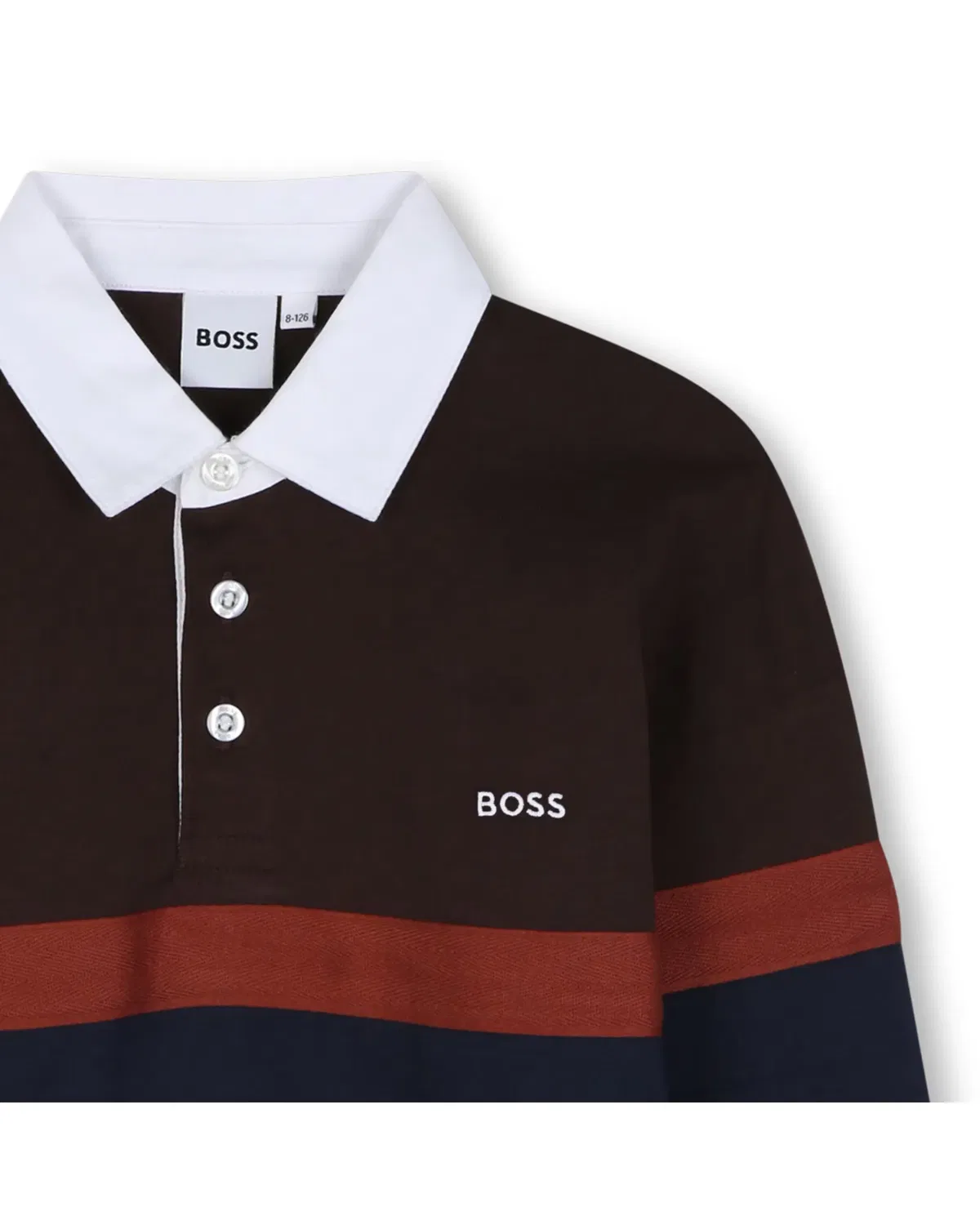 Детское поло для мальчиков с длинным рукавом BOSS Kidswear, Marrón — фото 2
