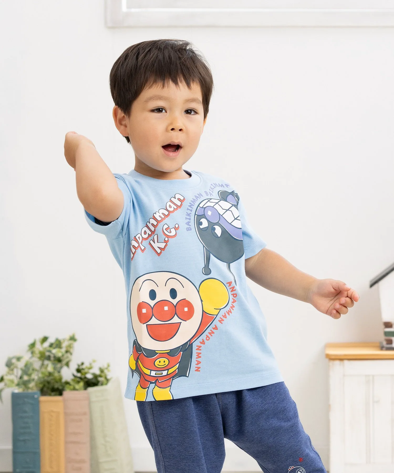 Футболка с коротким рукавом с принтом «Анпанман Байкинман» (AKPC/(K)). Anpanman Kids Collection, blue