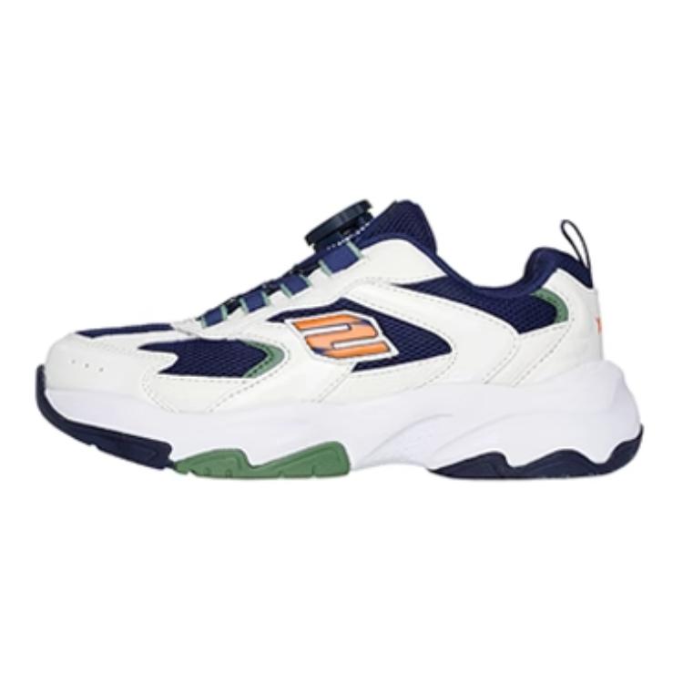 Skechers Kids Низкие детские кроссовки для повседневной носки, белые, синие, детские — фото 2