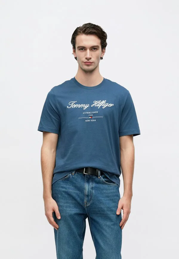 Футболка с логотипом бренда script и принтом «любовь». Tommy Hilfiger, Aegean Sea