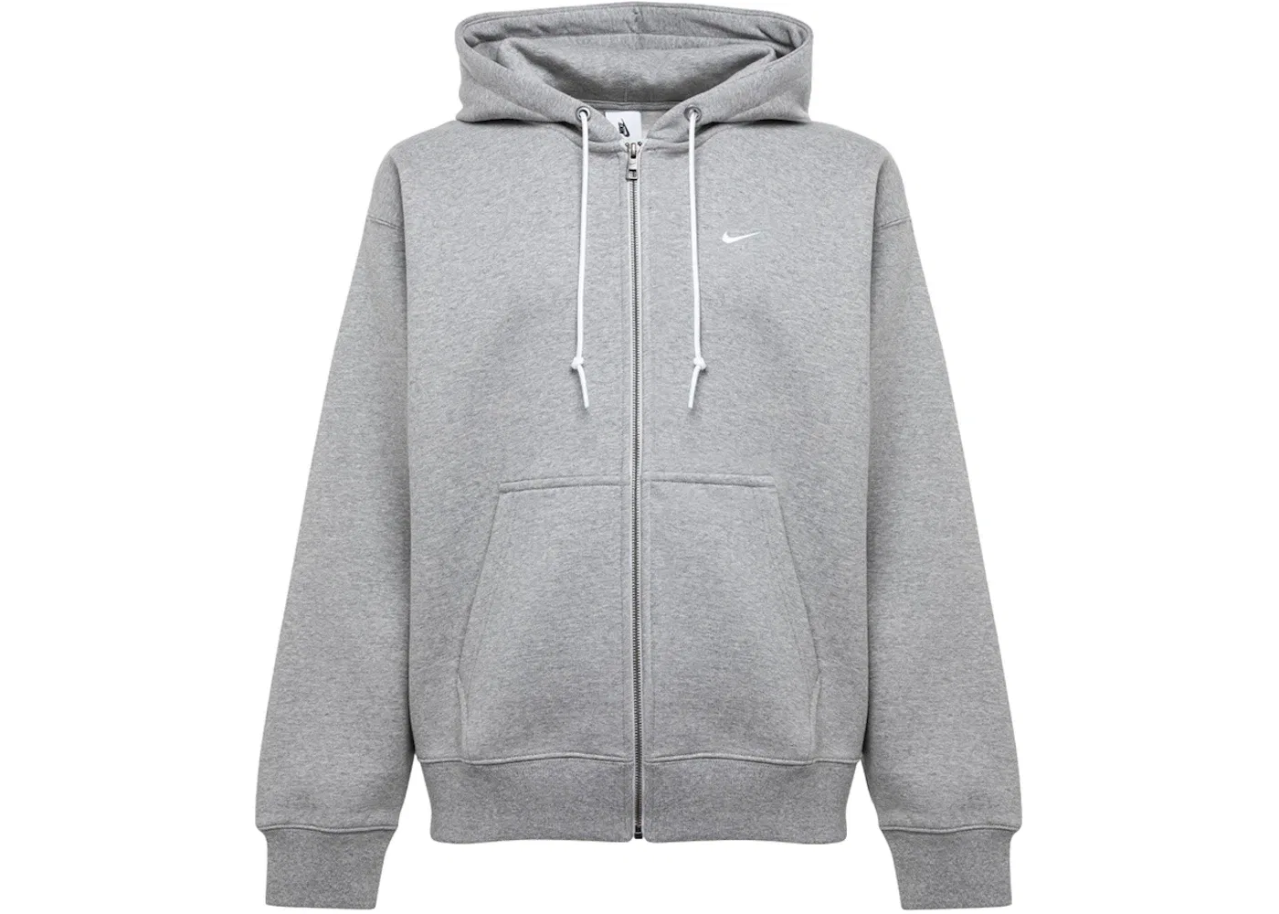 Мужская худи с полной застежкой-молнией Nike Solo Swoosh, Dark Grey Heather/White