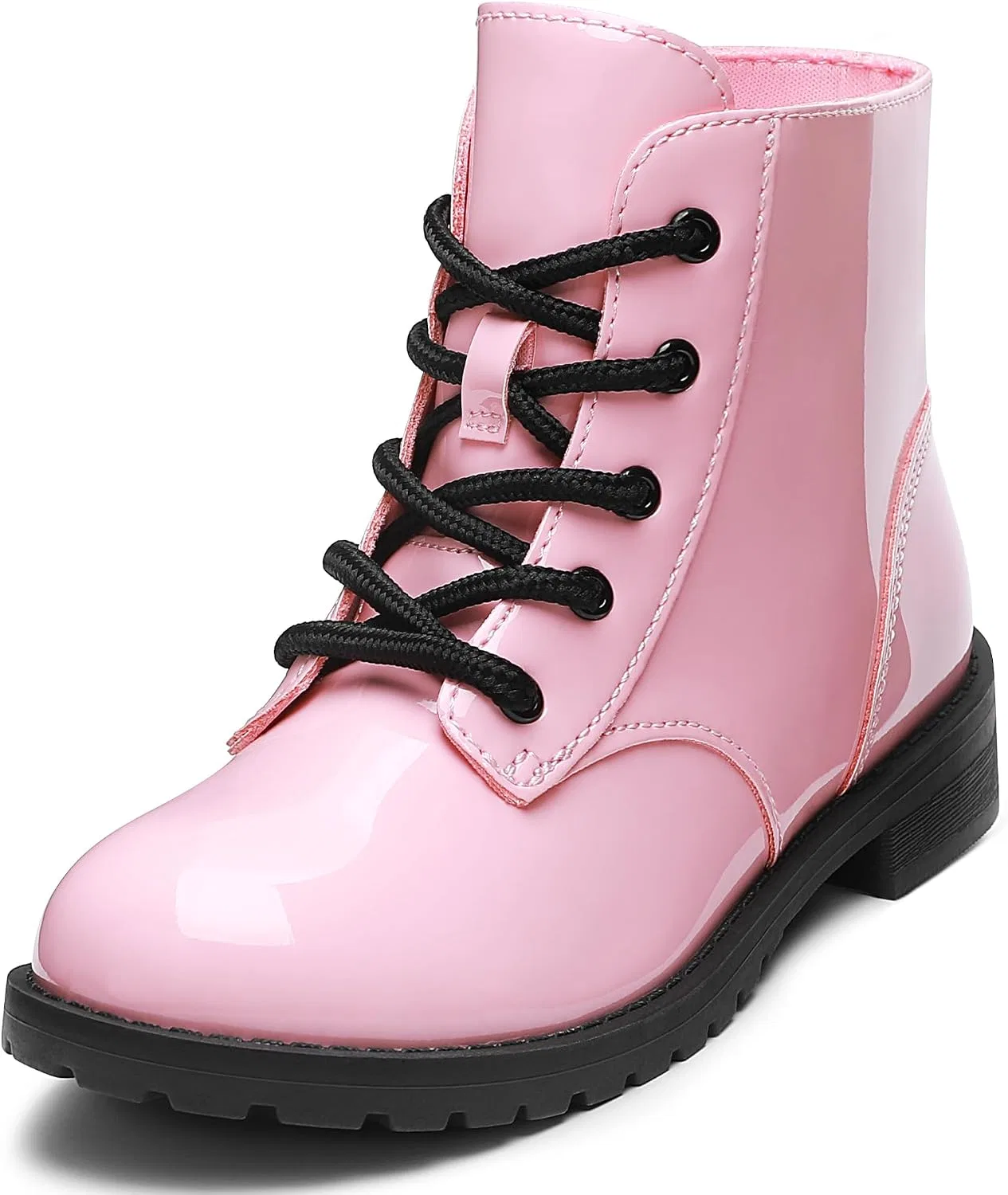 Детские ботинки для девочек на шнуровке с боковой молнией CCVON, Pink
