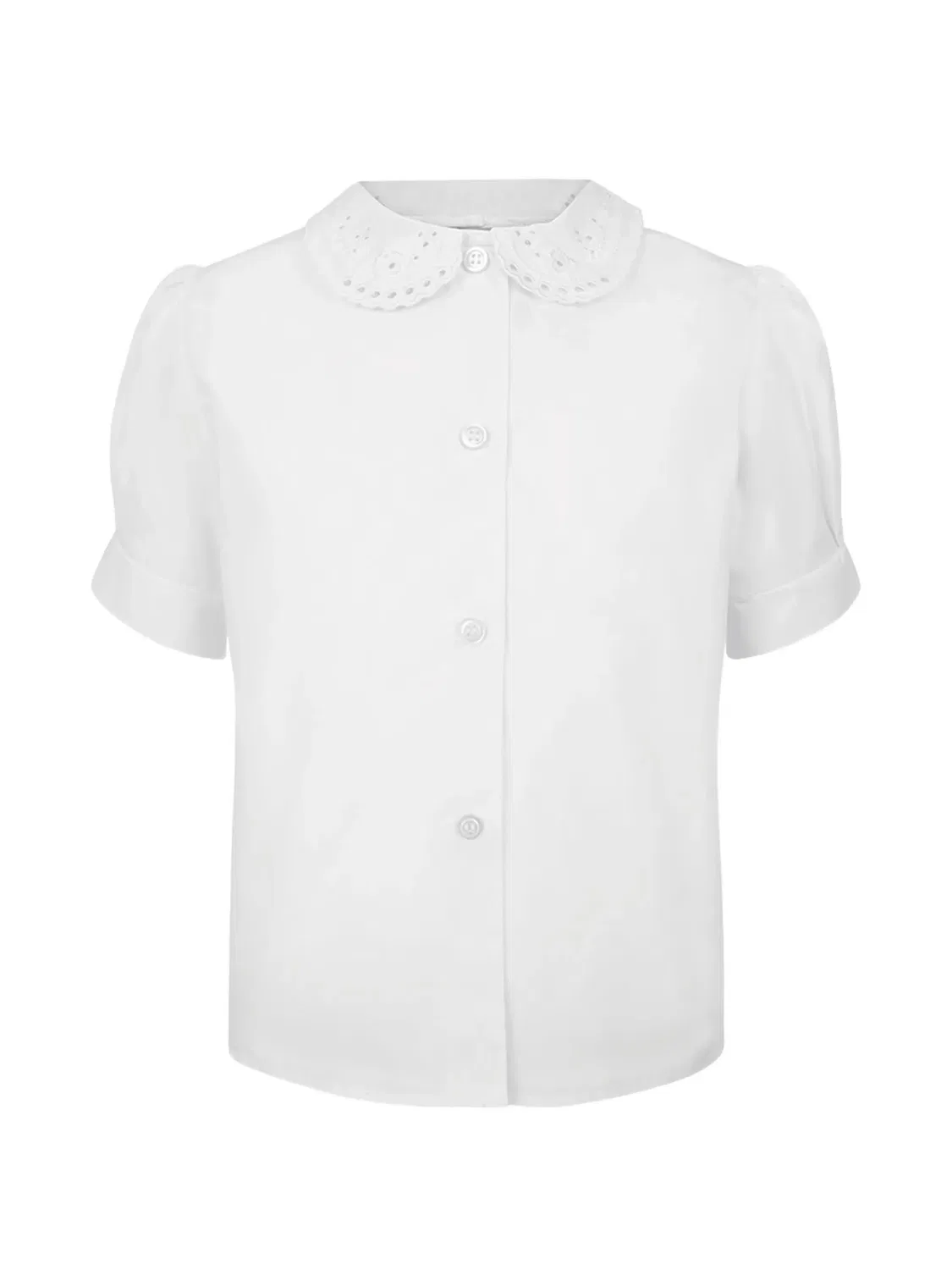 Блузка с короткими рукавами и кружевным воротником Zeco Schoolwear Kids, белый