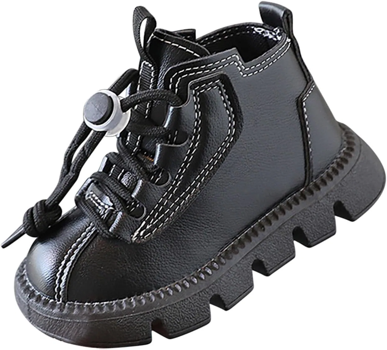 Детские ботинки для девочек на шнуровке с мехом SHOPESSA, Black — фото 4