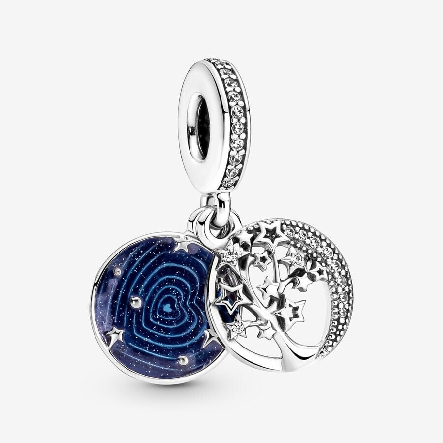 

Шарм-подвеска Pandora Moments Double Tree & Galaxy Moon, серебро/синий