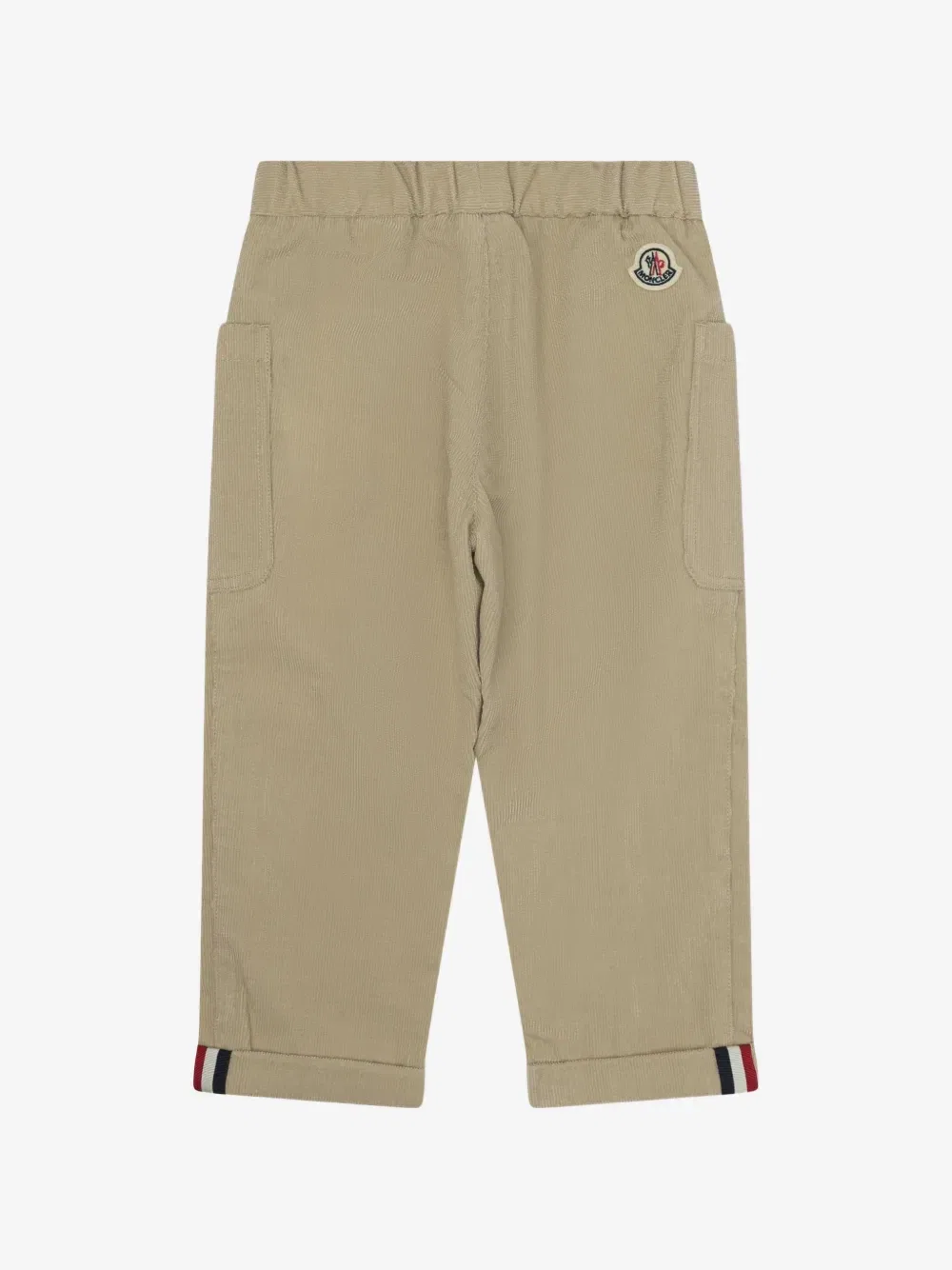 Вельветовые брюки с нашивкой-логотипом Moncler Enfant, бежевый — фото 2