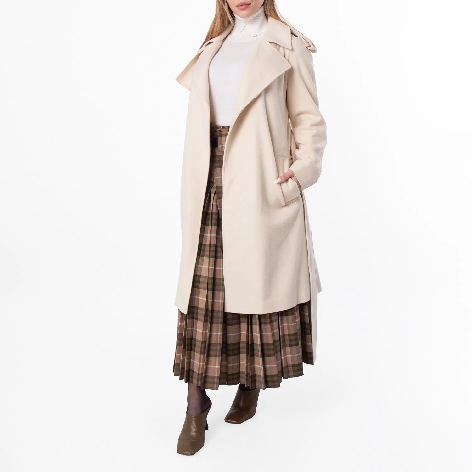 Пальто-кейп из кашемира Cashmere Wrap Coat Burberry, Candle — фото 3