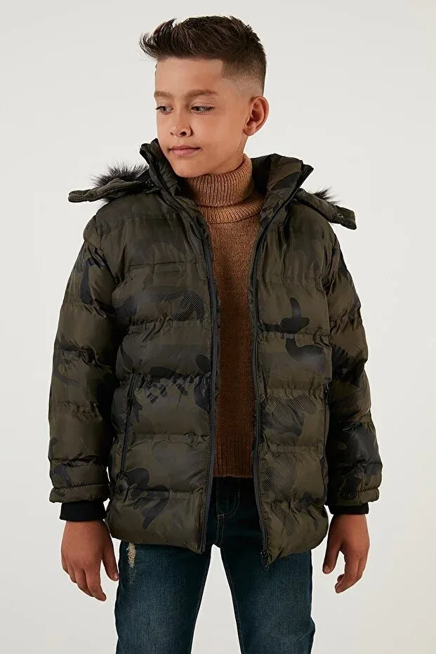 Детское зимнее пальто-пуховик для девочек Camouflage Lifeformoda, Dark Green