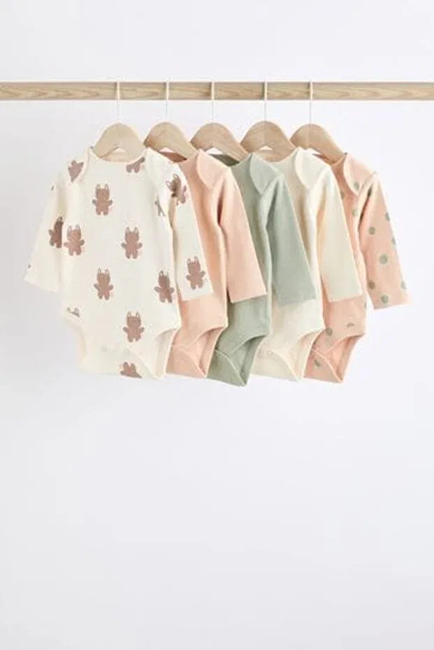 Детское боди-комплект из 5 предметов с длинным рукавом хлопковый Next Baby, Multicolor