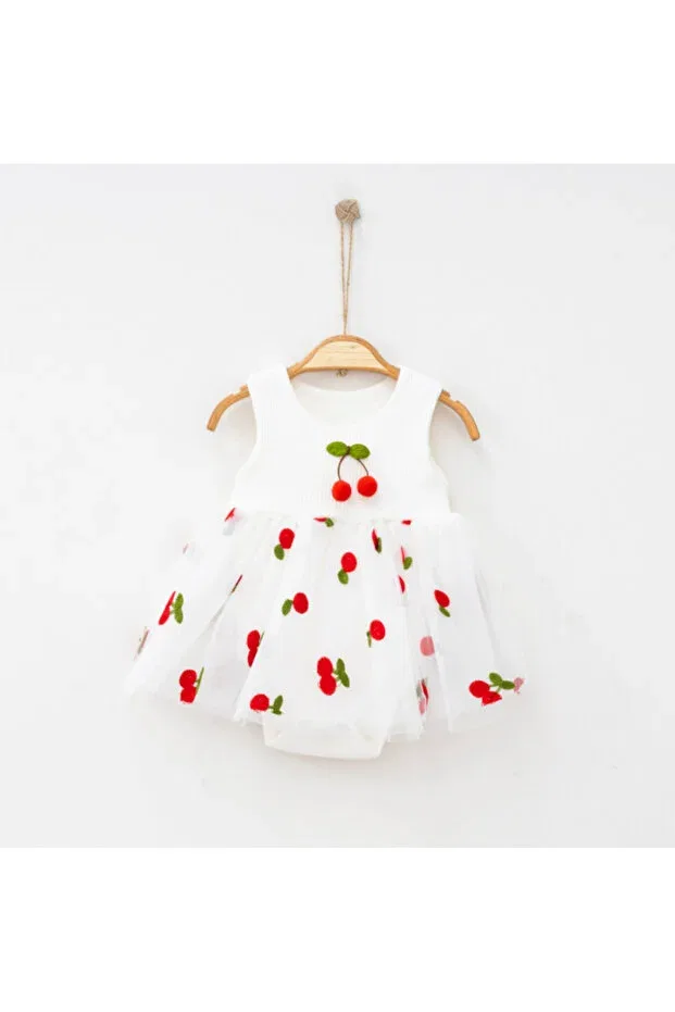 Детское платье для девочек с принтом cherry detailed Tutu Dress Babywings, White