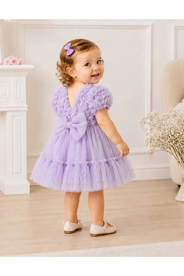 Детское платье из фатина для девочек с принтом Sweetme, Lilac — фото 4