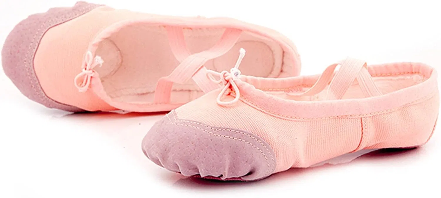 Детские балетки для девочек с принтом Canvas Ballet Dance Shoes Girls Split Sole Ballet Shoes Performance Yoga Slippers Professiona𝐥 Ballerina Flat𝐬, Pink — фото 3