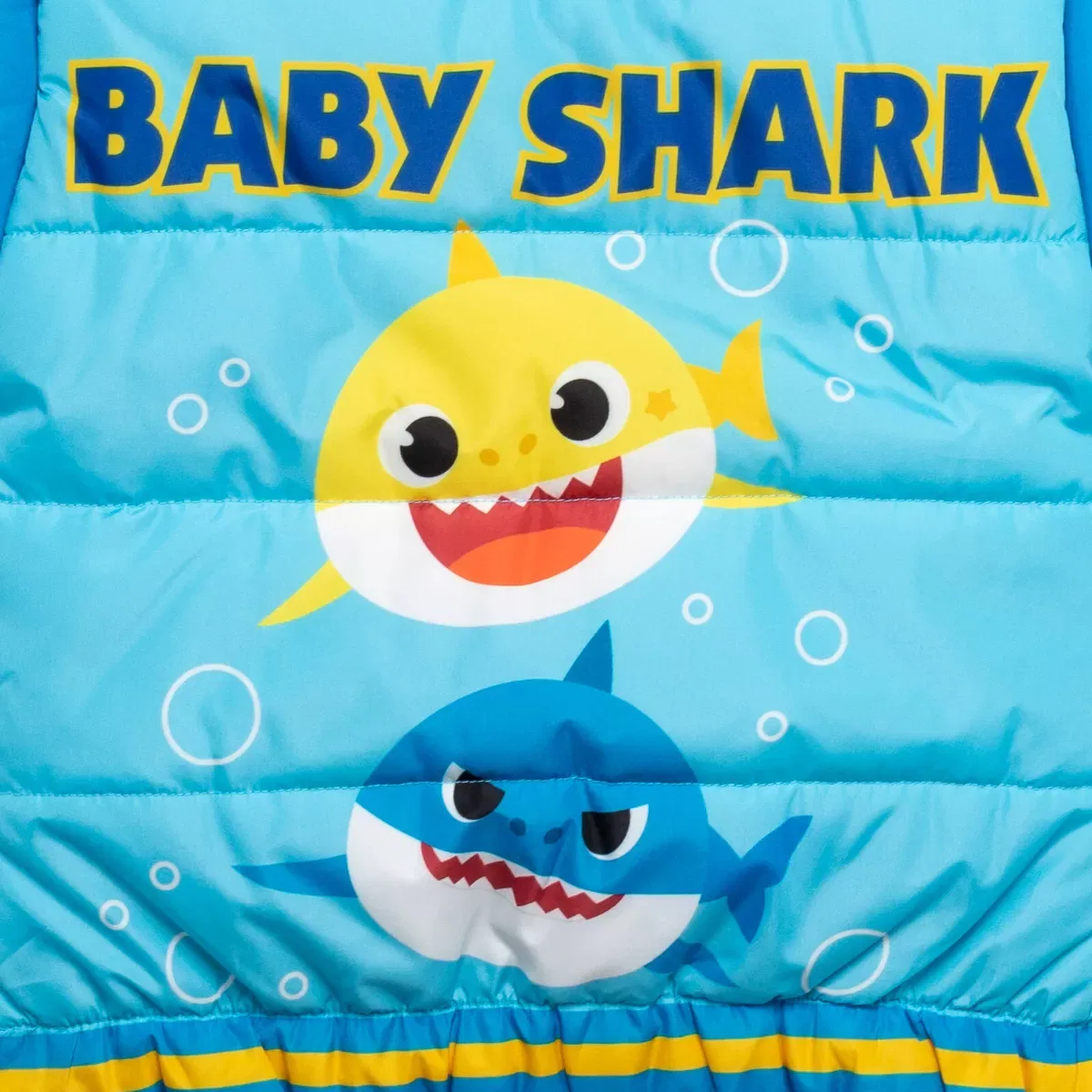 Детская куртка-пуховик с капюшоном с принтом Baby Shark Pinkfong, Синий — фото 4