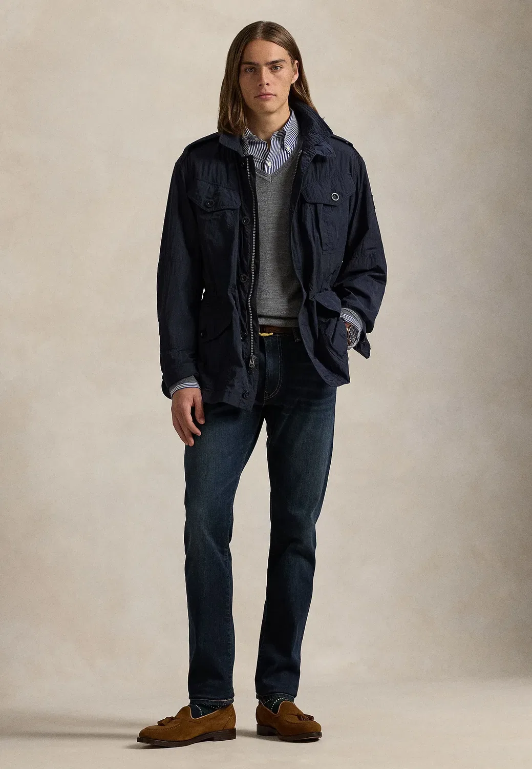 Шерстяной свитер с V-образным вырезом, который можно стирать Polo Ralph Lauren, Fawn Grey Heather — фото 2