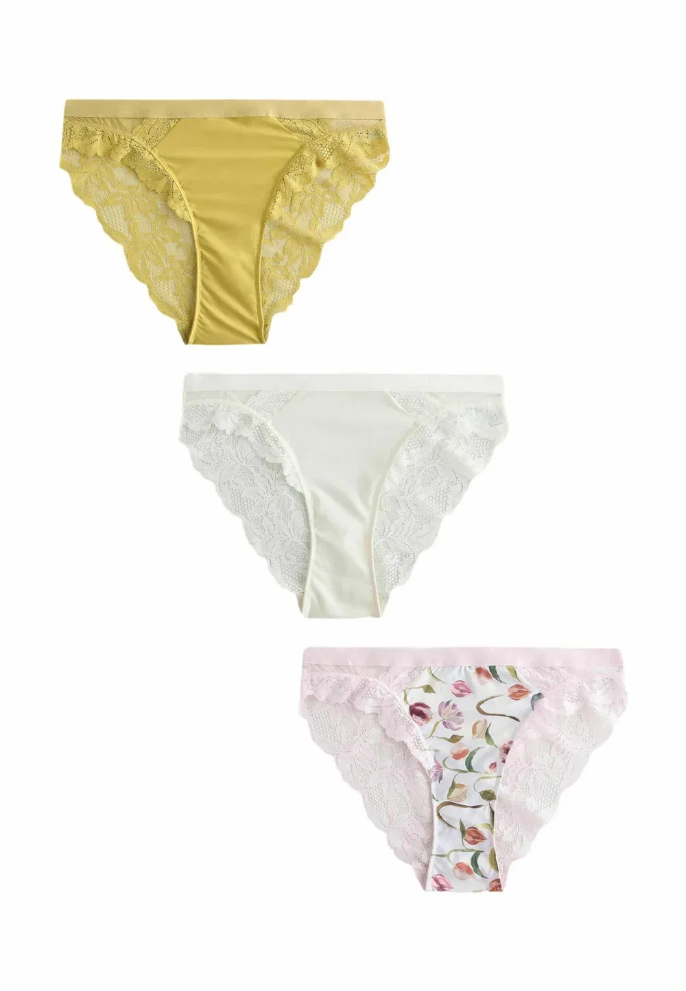 Трусики стандартного кроя, комплект из 3 штук Next, Tulip Print Green Cream