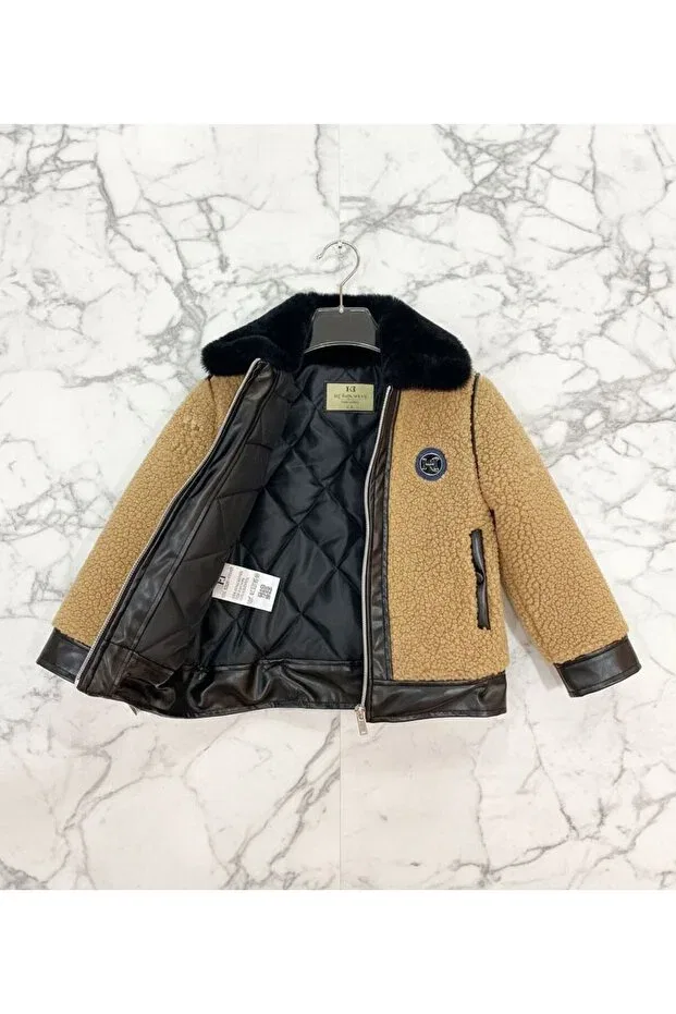 Детское пальто для девочек с принтом Hç Hülya Çelik Kidswear 2018, Beige — фото 4