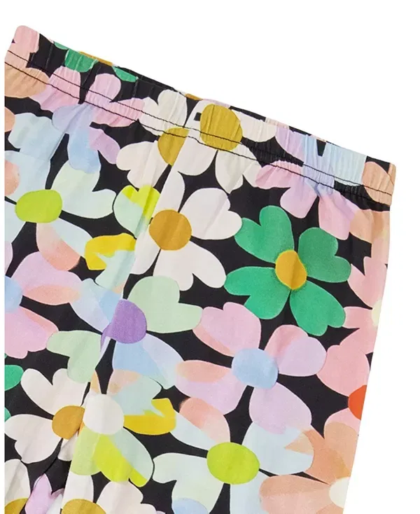 Детские брюки для девочек с принтом Flowers Leggings Deux Par Deux, Black Floral Print — фото 3