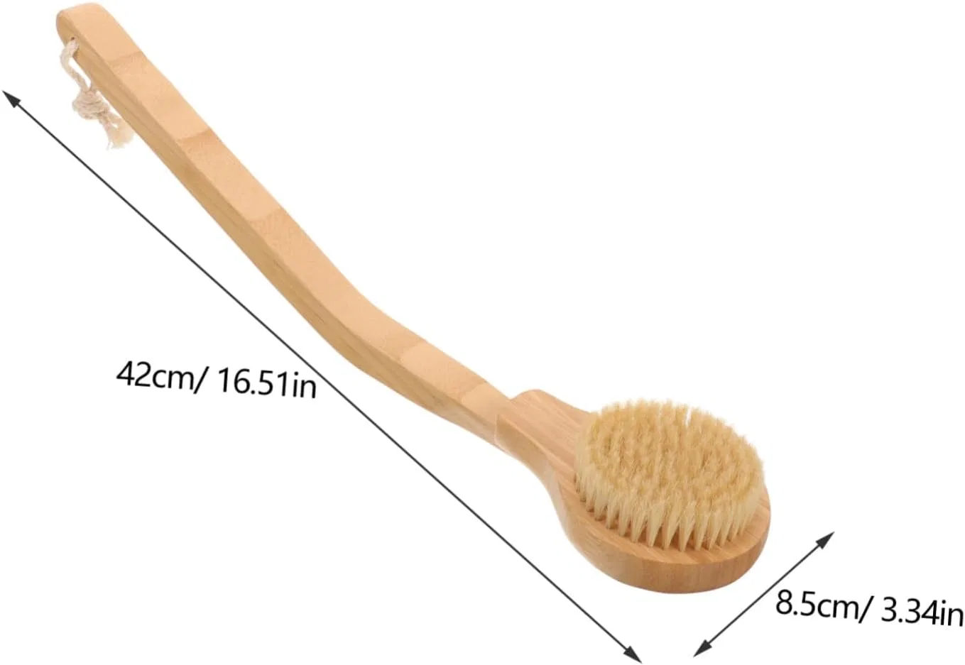 Щетка для тела с длинной ручкой, Bamboo and Bristle, ORFOFE, 42x8.5x4 см, Khaki — фото 2