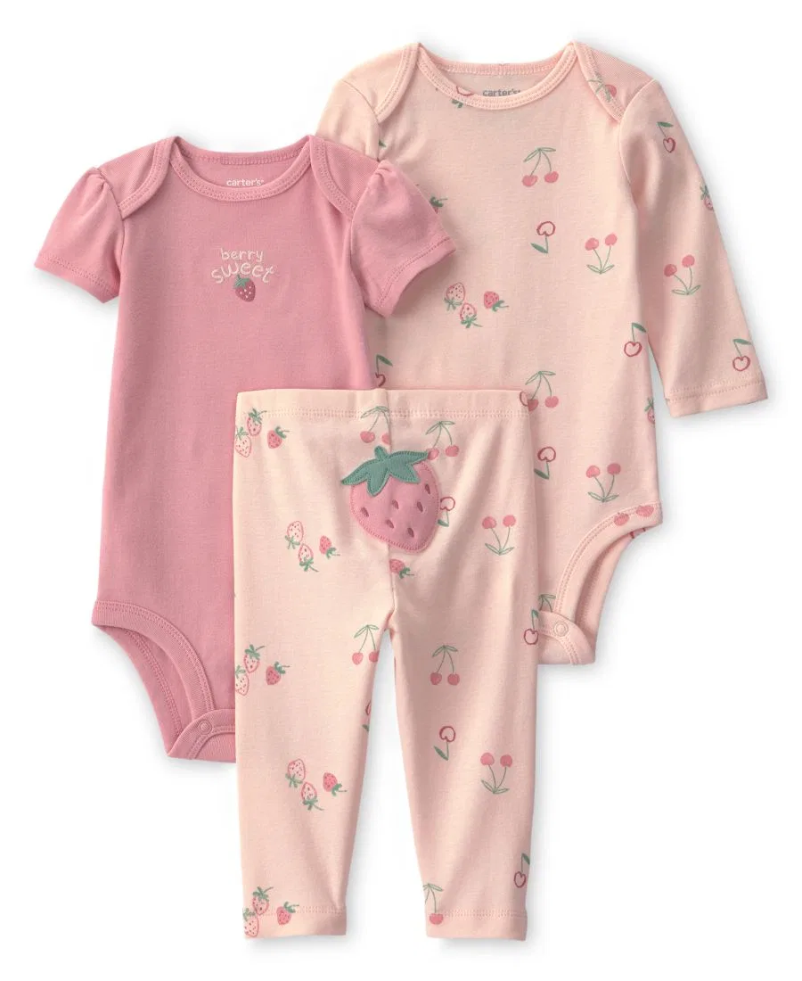 Комплект боди и штанов с принтом клубники Strawberry Print Carter's, Pink