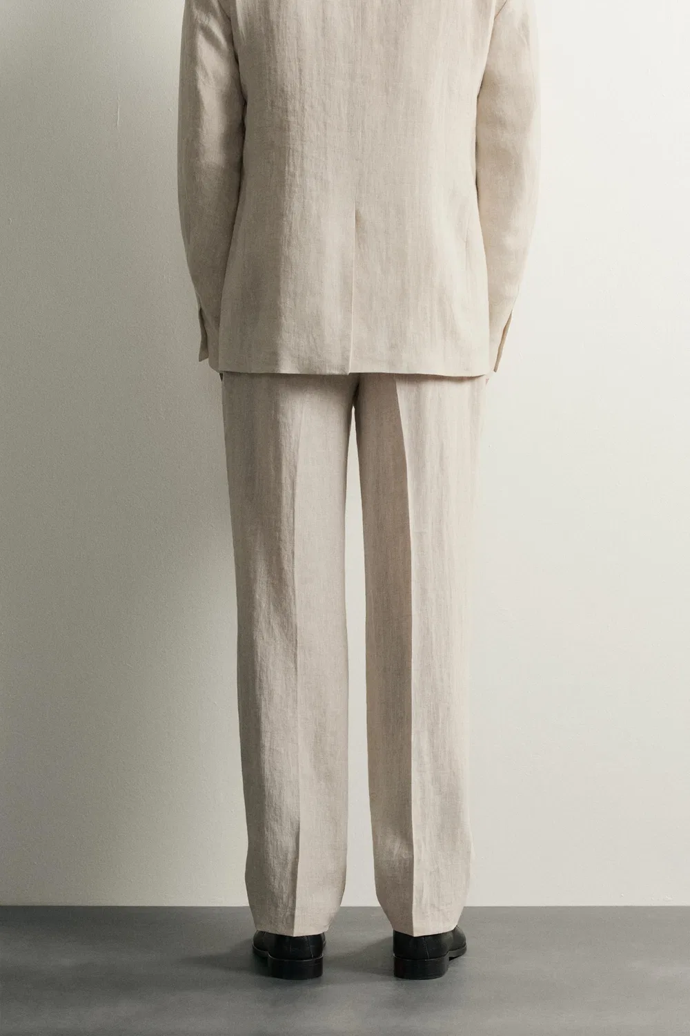Костюм из 100% льна, плиссированные брюки. ZARA, Sand — фото 3