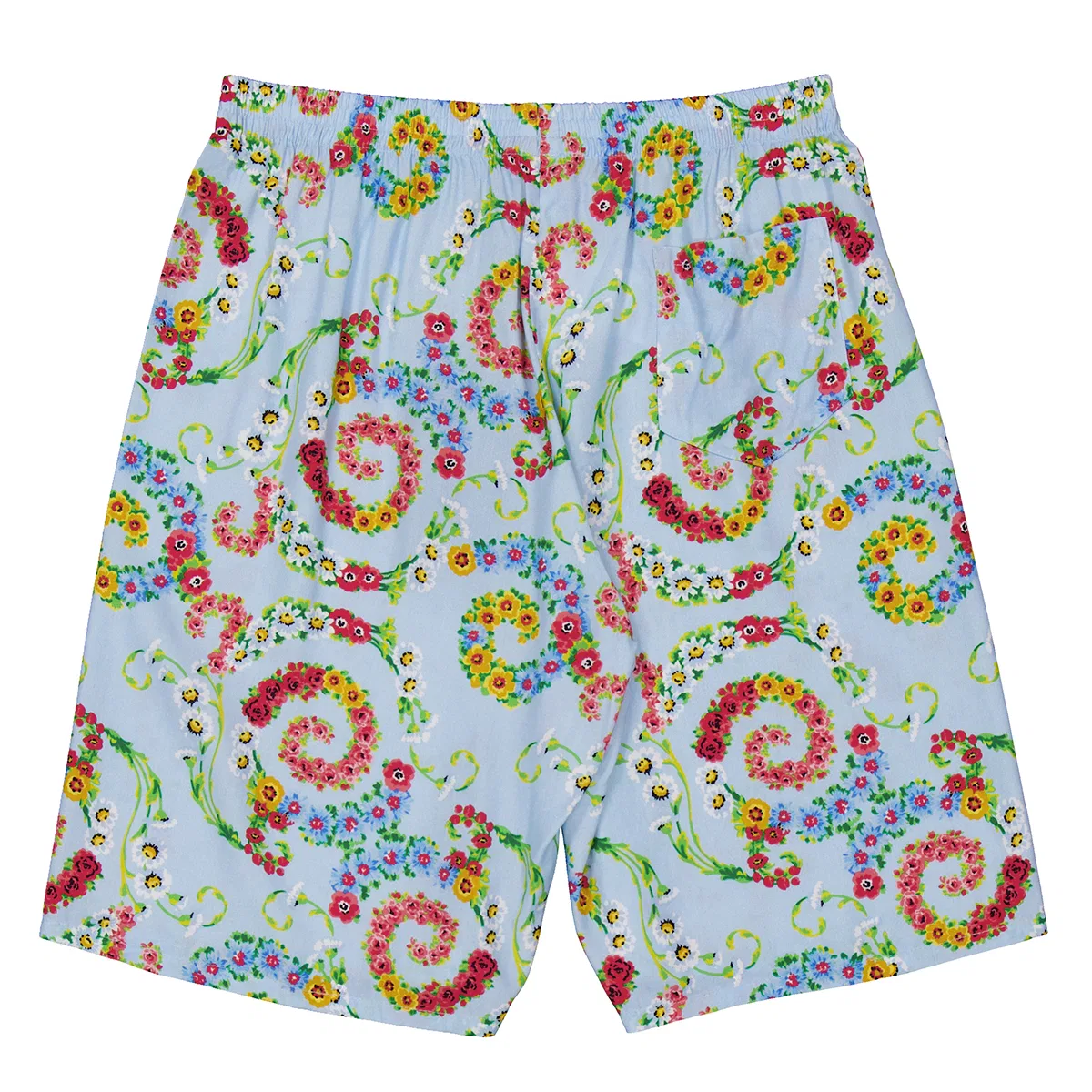 Шорты-бермуды с цветочным принтом Kids Floral Swirl Bermuda Shorts Young Versace, Pastel Blue+Multicolor — фото 2