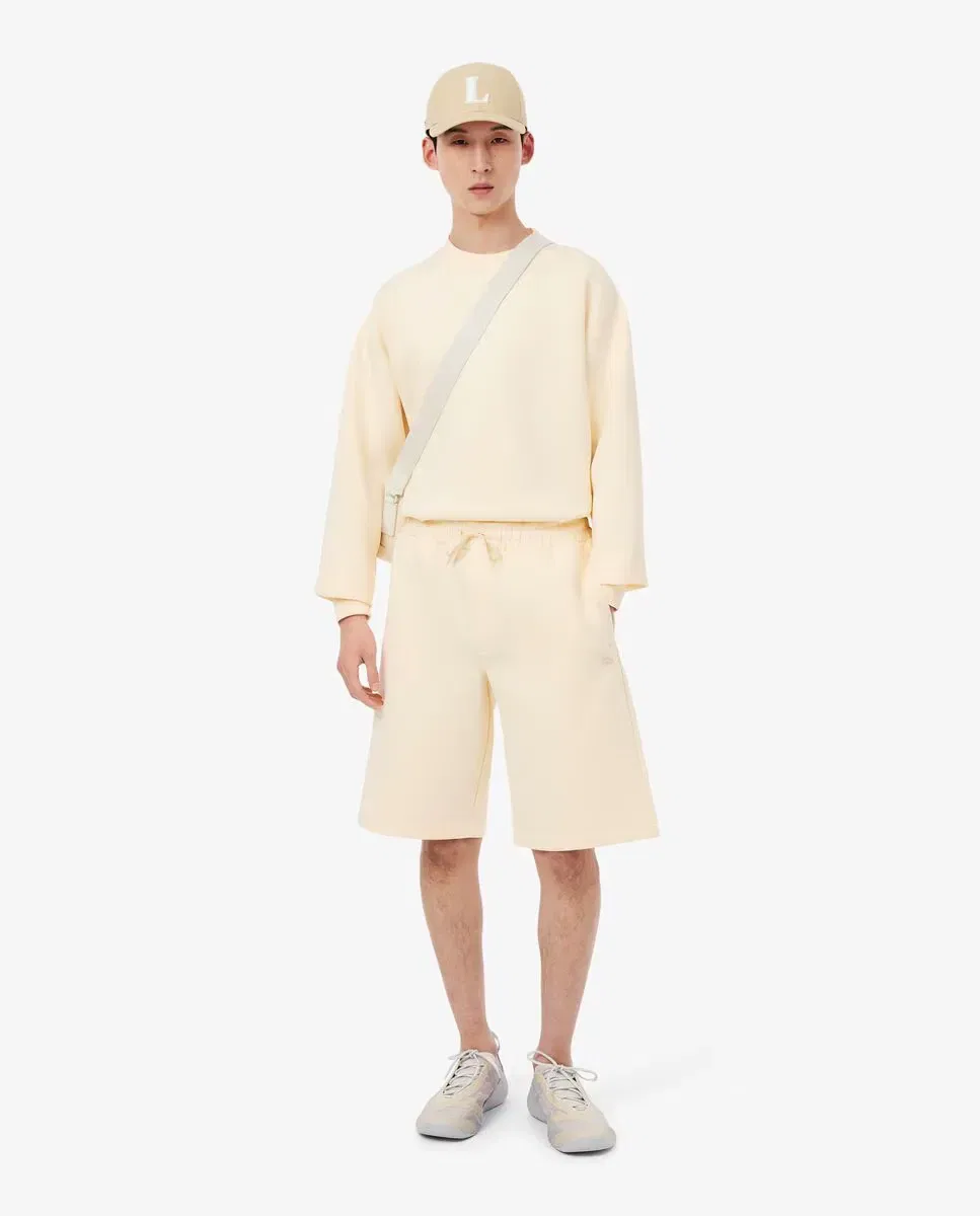 Мужские шорты свободного кроя из интерлока Lacoste, Beige — фото 4