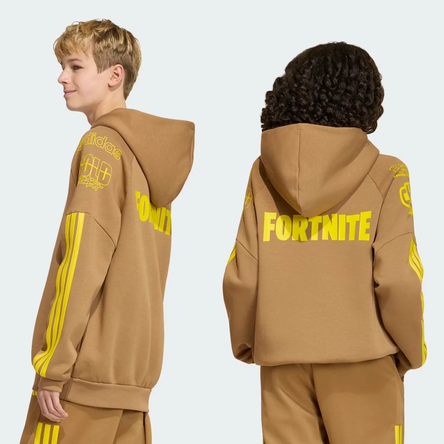 Детская толстовка свободного кроя adidas x Fortnite Adidas Sportswear, коричневый с желтым — фото 2