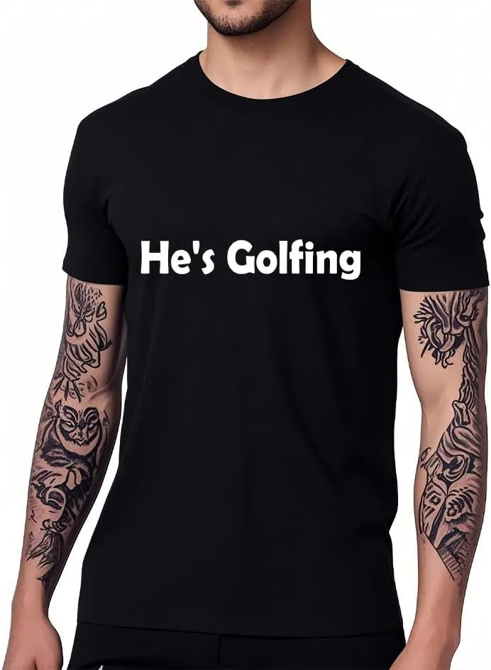 Футболка хлопковая Regular Fit He's Golfing, Black — фото 2