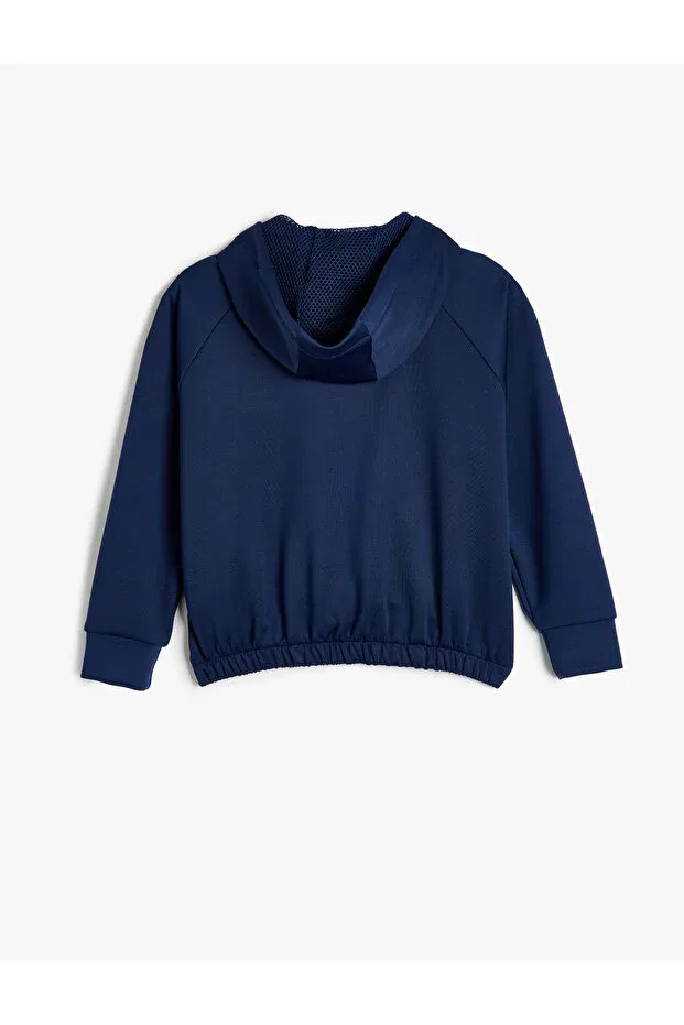 Детское худи для девочек с капюшоном из модала Zip Long Sleeve Modal Blended Hooded Koton, Navy Blue — фото 2