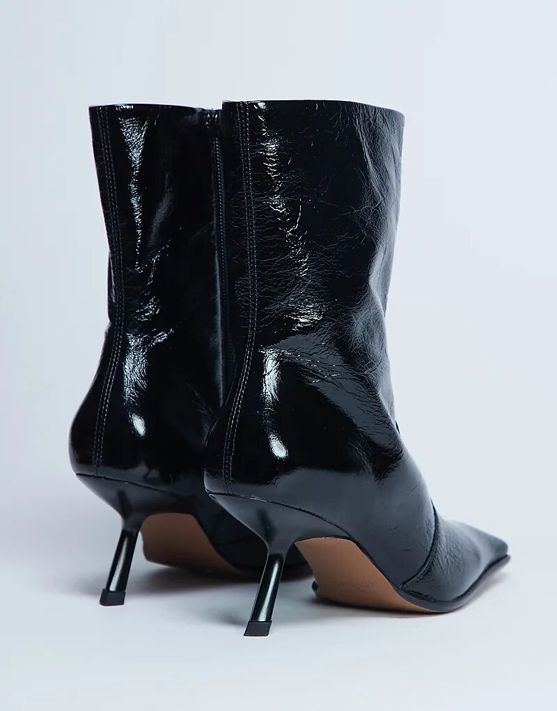 Ботильоны Topshop Sienna Premium из натуральной кожи с квадратным носком и средним каблуком, черного цвета — фото 2