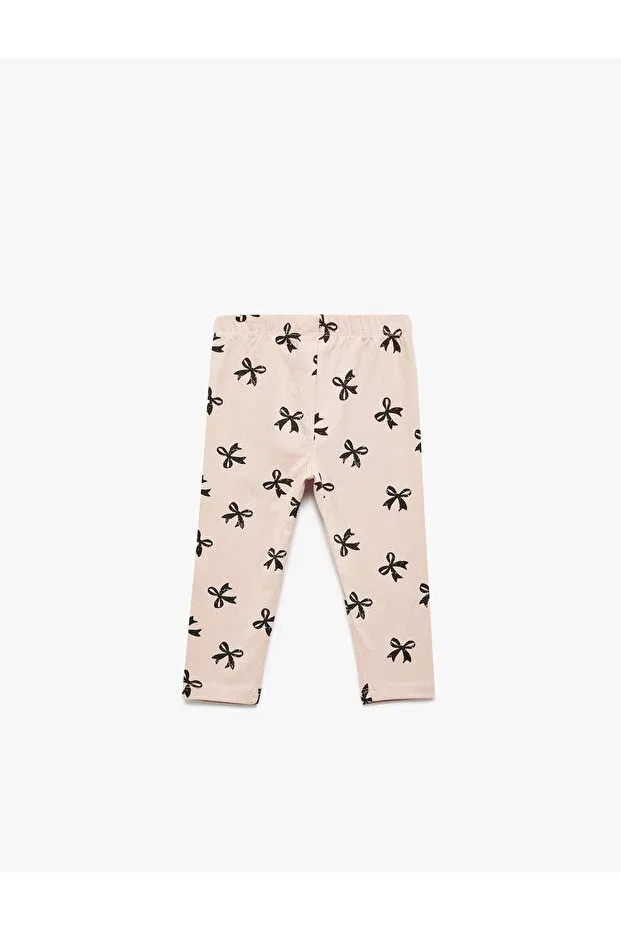 Детские леггинсы для девочек хлопковые с бантом Koton, Pink Patterned — фото 2