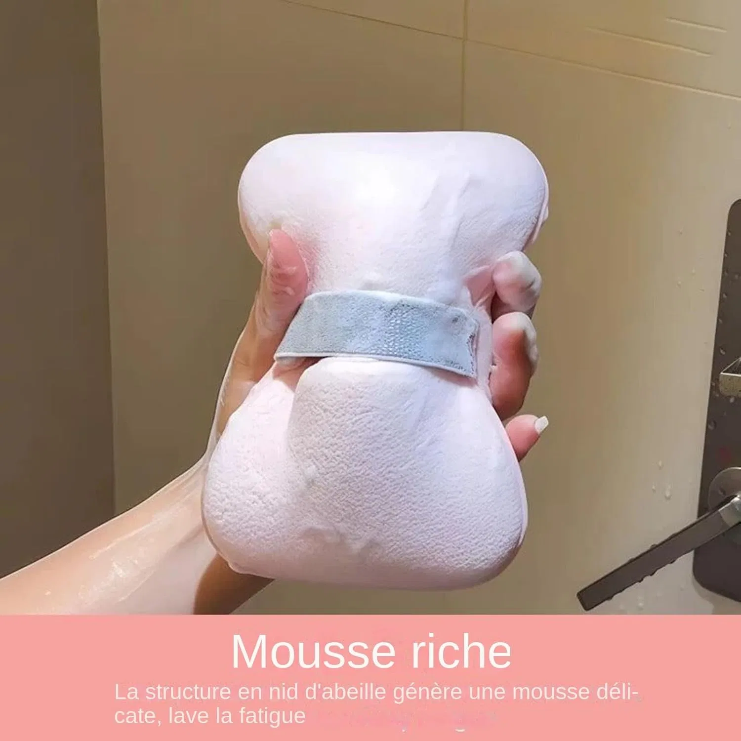 Мочалка для душа, Générique, 1 шт, 12 x 8.5 x 2 см, Pink With Soft and Thin Surface — фото 2