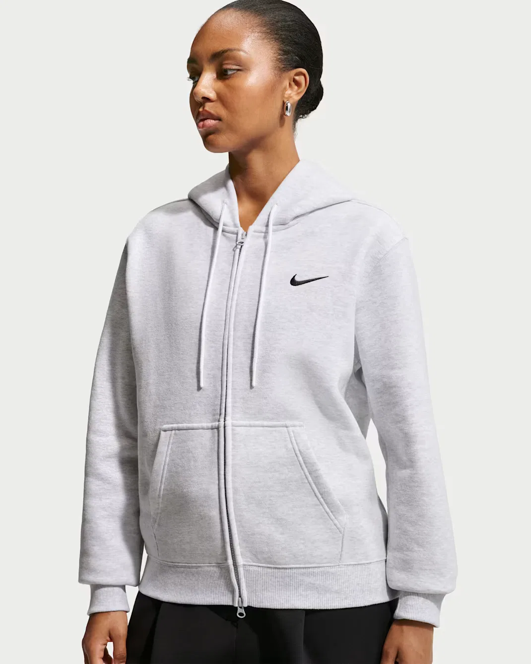 Женская толстовка на молнии Nike Studio Fleece Medium Weight, Birch Heather/Black