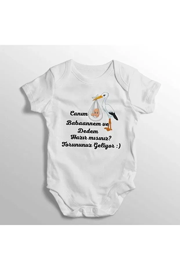 Детское боди для новорожденных с принтом Dear Grandma And My Grandfather Are You Ready Your Grandson Is Coming Туğbababy, White Tuğbababy