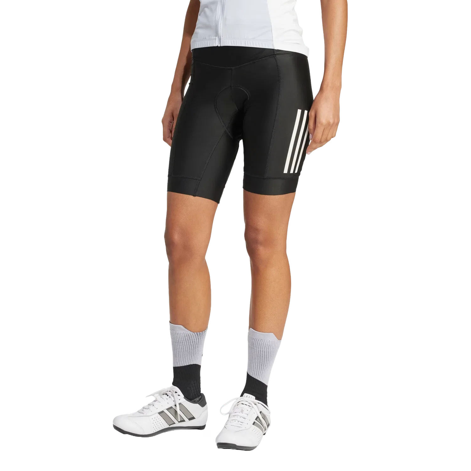 Женские спортивные велосипедные шорты с тремя полосками Adidas, черный — фото 2