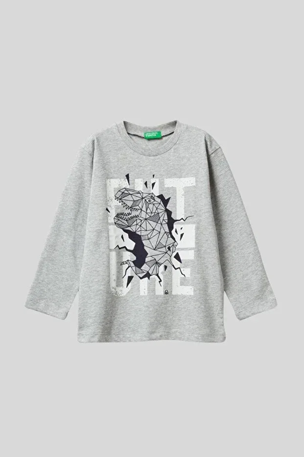 Детская футболка для мальчиков с длинным рукавом United Colors Of Benetton, Gray-Melange