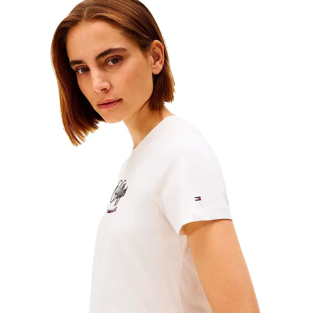 Футболка с коротким рукавом Tommy Hilfiger Script Regular Fit, белый — фото 4