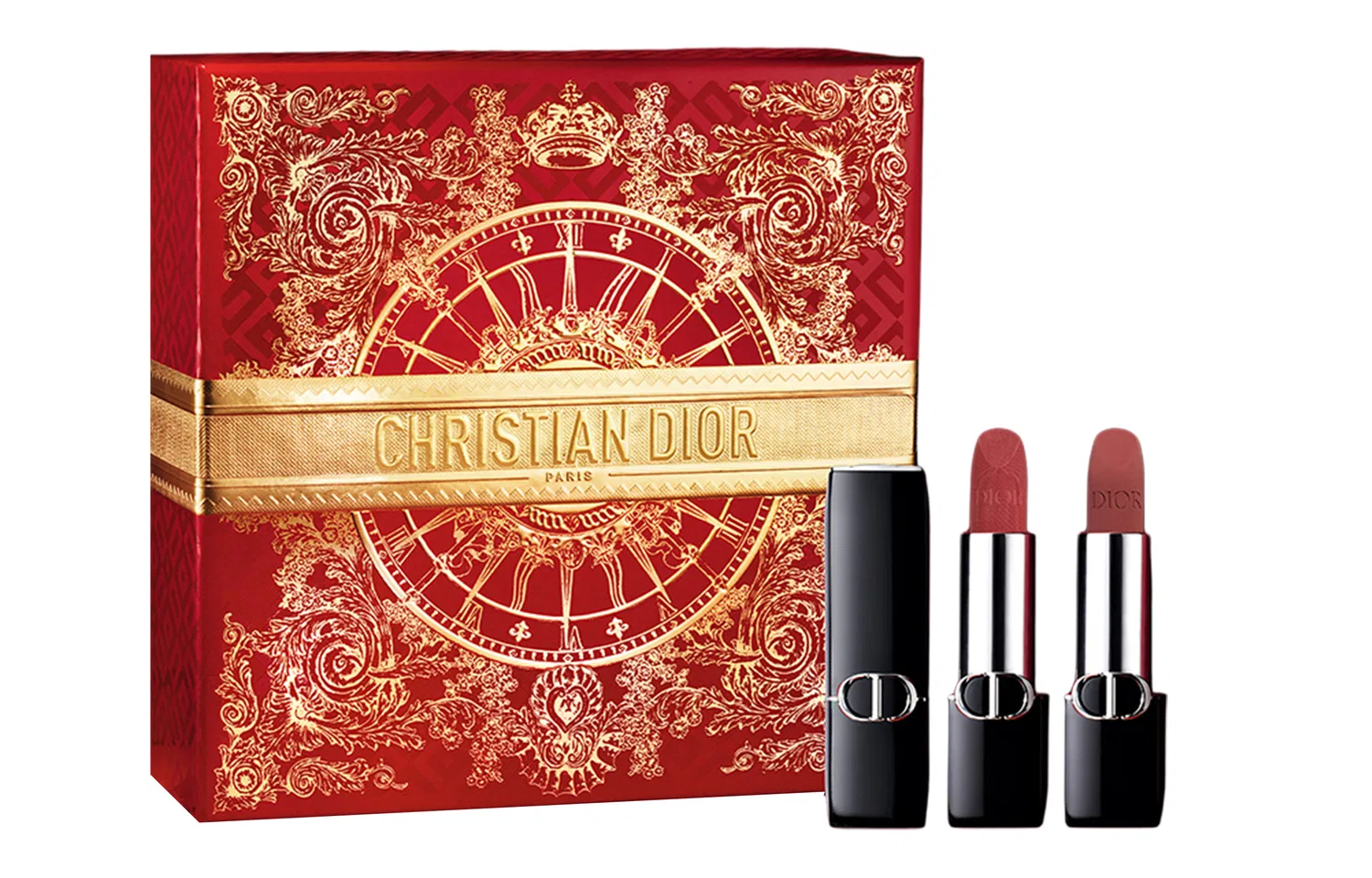 Женский комплект губных помад DIOR Intense Blue Gold Soft Matte, оттенки Rose Pink Brown и Mahogany Nude, DIOR, Rose Pink Brown/Mahogany Nude